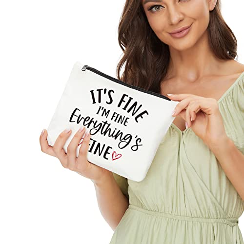 Inspirational Gifts for Women, Positive Inspirational Quotes Makeup Bag - Uplifting Encouragement Gifts for Women, Girls, Teens, Daughter, BFF, Best Friend - It's Fine I'm Fine Everything's Fine - color: multi595