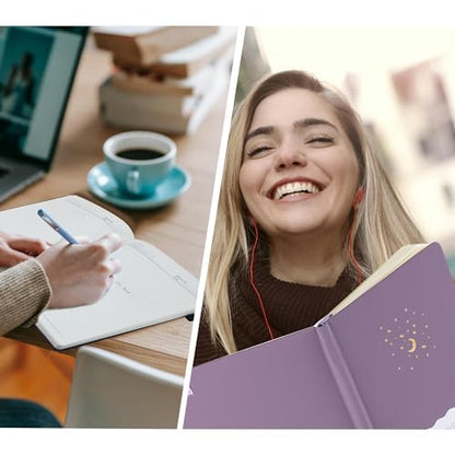 CAGIE 2 Pack Journals Notebook for Women Men, Hardcover Journaling Notebooks with Pen Loop, A5 Small Journal for Work Writing Note Taking Gifts, 5.7" x 8.3", Black& Purple - color: 00 Black Purple