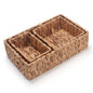 Water Hyacinth Rectangular Storage Basket for Organizing Natural Wicker Baskets for Shelves Pantry Bathroom Set of 3