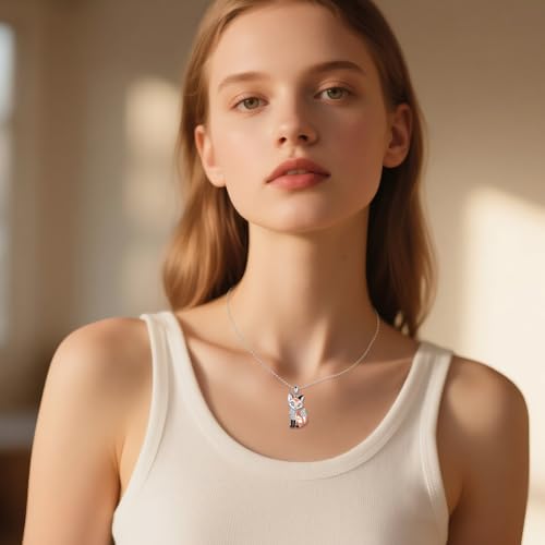 Animal Necklace 925 Sterling Silver Pendant Jewelry Gift for Women Animal Lover - style: Fox