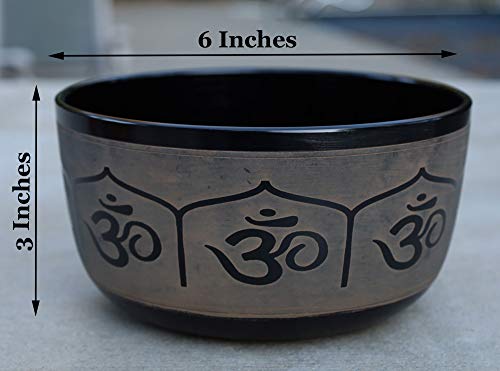 DharmaObjects Yoga Meditation 6 Inches OM Mantra Singing Bowl/Pad/Mallet Gift Set (Black) - color: Black, size: OM Mantra