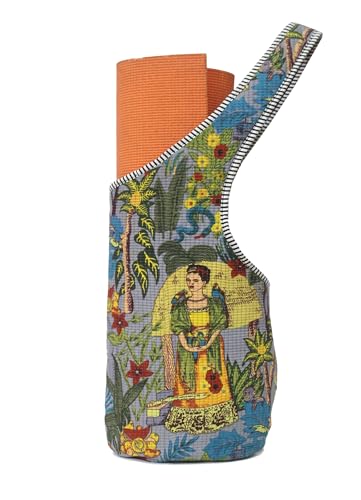 INDIAN CRAFT CASTLE Yoga Mat Bag | Tote Mat Bag | Sling Yoga Tote w/Large Side Pocket & Zipper Pocket | Yoga Mat Carrier Fits Most Size Mats - color: Multi grey