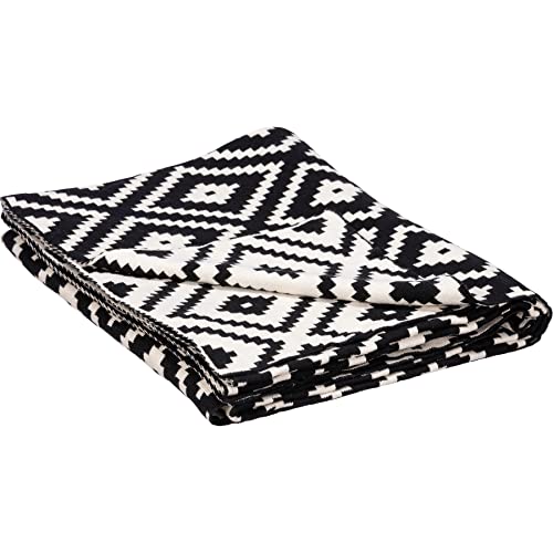Primitives by Kathy Decorative Cotton Throw Blanket - Black & Cream Diamond Design 50x60 - color: Black & Cream Diamon, size: 50 x 60 inch