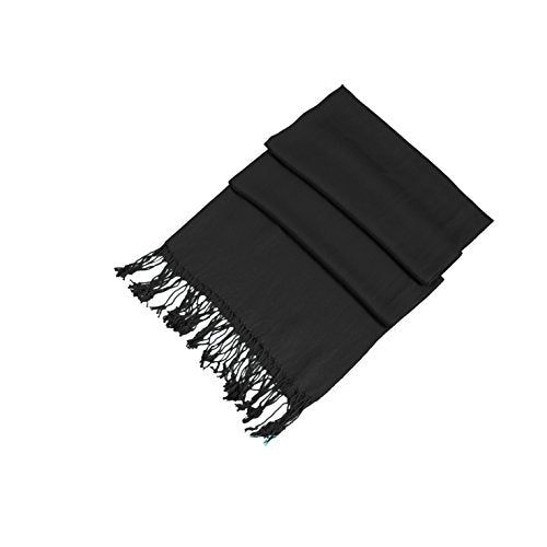 Sakkas Large Soft Silky Pashmina Shawl Wrap Scarf in Solid Colors - color: Black