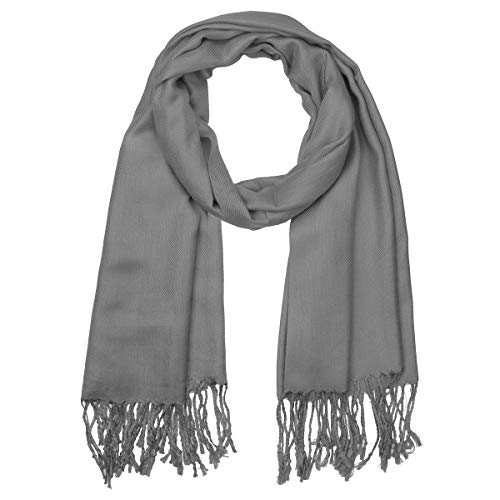 Falari Women's Soft Solid Color Pashmina Shawl Wrap Scarf, for Wedding, Bridesmaid Gifts, Evening Dress - color: Dark Grey