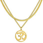 UNIFT Necklace For Women- Aum Om Ohm Sanskrit Symbol Round Pendant Beaded Double Layer Chain Charm Necklace,Hinduism Yoga Sanskrit Personalized Amulet Dainty Pendant Necklace Jewelry - color: snake bone chain - gold
