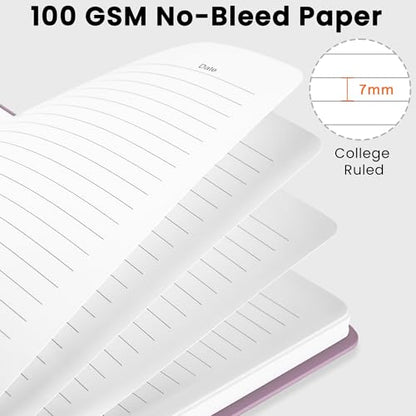 Lined Spiral Journal Notebook, A5 College Ruled Notebook for Journaling, Note-Taking, and Daily Planning, Durable Hardcover with an Elegant Design, Purple - color: Bloom