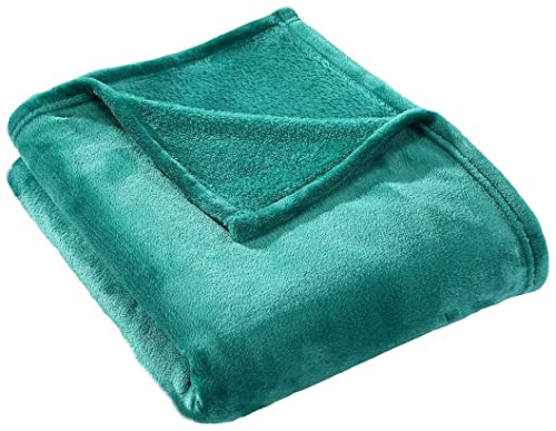 HYSEAS Flannel Fleece Throw Blanket Teal - Super Soft Plush Microfiber Solid Blanket for Couch, Bed, Chair, Sofa - Fuzzy Cozy Lightweight - 50x60 Inch - color: Teal