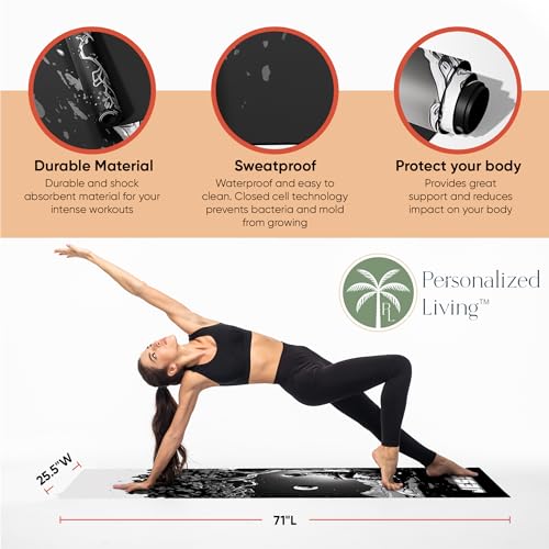 Custom Yoga Mat | Ships Next Day | Customize | Workout Mat for Men and Women | Non Slip Rubber Exercise Mat | 4mm Thick Gym Mat for Meditation, Pilates, Yoga, Gym - color: Greyscale