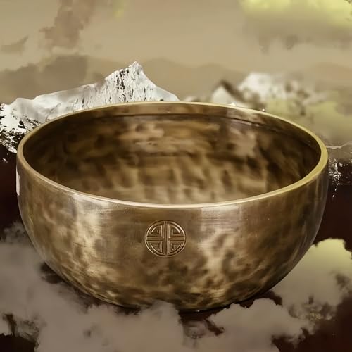 Fay Bless Handmade Tibetan Singing Bowl Set - Full Moon Nepalese Meditation Sound Bowl for Yoga, Chakra Healing, Sound Therapy, Stress Relief, Mindfulness and Home Decor (12CM) - size: 12CM