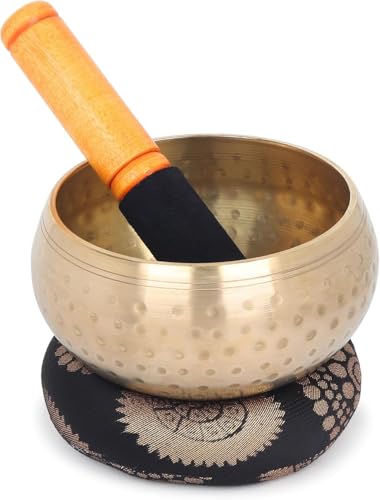 Tibetan Singing Bowl Set for Meditation & Sound Healing – Handmade Himalayan Bowl with Cushion & Mallet – Mindfulness, Yoga, Chakra Healing (4 Inch)