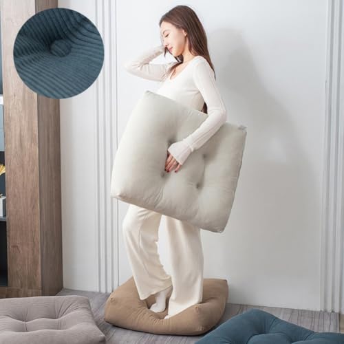Meditation Floor Pillow, Large Square Large Pillows Seating for Adults, Tufted Corduroy Waterproof Seat Cushions for Outdoor Yoga Tatami Bedroom Living Room (Dark Gray, 18x18x5 in)
