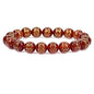 Keleny Fashion Crystal Man Women Stretch Bracelet 10mm Round Beads Rock Jasper 7 Inch Unisex - color: Dyed Red Agate Coated Coin Shape