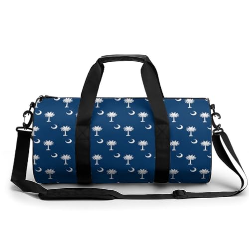 South Carolina Flag Art Cylindrical Portable Fitness Bag, Large Capacity Handbag - color: South Carolina Flag art