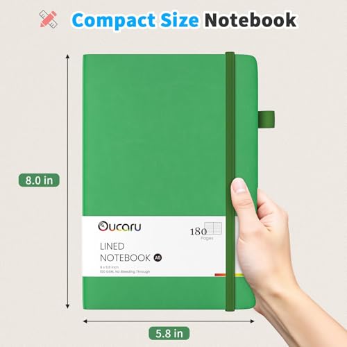Oucaru Lined Journal Notebook, 16 Pack, 180 Pages, A5 Journals for Writing, 100 GSM Thick Paper, Small Notebooks Daily Journal for Women Men Work, Business, School, Travel Supplies - color: Oxide Green