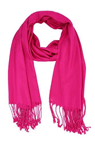 Luxurious Pashmina Feel Scarf & Shawl - Soft Solid Color Wrap for Weddings, Evening Dresses, Gifts - color: Hotpink