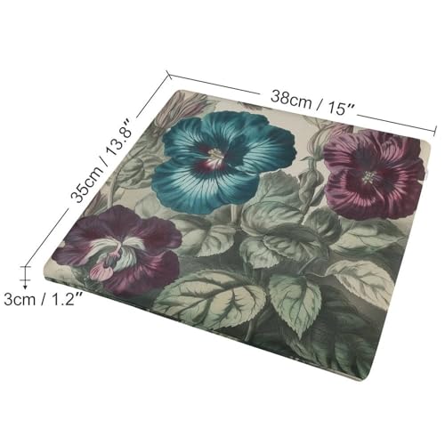 Three Flowers Painting Degrees of Comfort Meditation Floor Pillow, Square Large Pillows Seating for Adults, Tufted Corduroy Cushions for Outdoor Yoga Tatami Fireplace Living Room 15x15 Inch