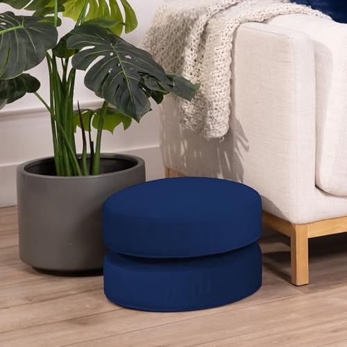 FDP Overstuffed 16 inch Round Velvety and Vinyl Floor Cushions with Handles Flexible Seating for Home, Lounge, Yoga Studio, Deluxe Foam (2-Piece) - Eclipse - color: Eclipse