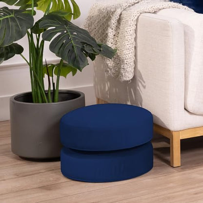 FDP Overstuffed 16 inch Round Velvety and Vinyl Floor Cushions with Handles Flexible Seating for Home, Lounge, Yoga Studio, Deluxe Foam (2-Piece) - Eclipse - color: Eclipse