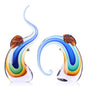 suruim Hand Blown Murano Glass Elephant Statues Set - Luxury Sculptures Home Decor for Living Room & Office Art Glass Ornament Animal Collectible (Blue)
