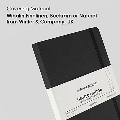 myPAPERCLIP Limited Edition A5 Plain Notebook | 192 Pages, 100 GSM, Soft Cover, A5 (5.83 × 8.27 in) | Flat Lay | Bookmark & Elastic Closure | Black - color: Black, style: Plain