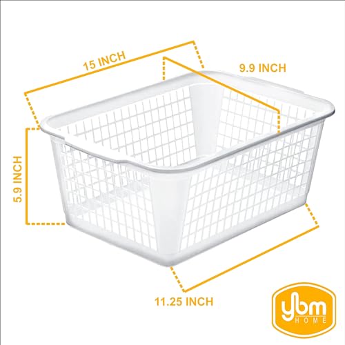 YBM HOME Plastic Perforated Storage Basket Bin Office Drawer, Shelf Desktop Countertop Tray Organizer 32-1184 (6, Blue) - color: Blue