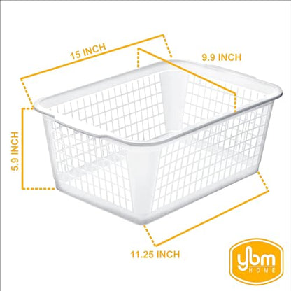 YBM HOME Plastic Perforated Storage Basket Bin Office Drawer, Shelf Desktop Countertop Tray Organizer 32-1184 (6, Blue) - color: Blue