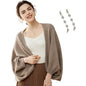 Fuxiqar Wrap Sweater for Women Warm Shawl Blanket Scarf with Sleeves Poncho Pashmina Shall with Two Shawl Clips - color: Brown