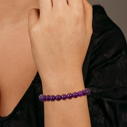 Healing Crystal Bracelet for Women, Natural Stone Beaded Healing Crystal Bracelet Triple Protection Stress Relief Beads Jewelry Birthday Gifts Jewelry for Her - style: Amethyst