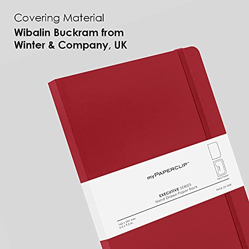 myPAPERCLIP Executive Series A5 Plain Notebook | 192 Pages, 80 GSM, Soft Cover, A5 (5.83 x 8.27 in) | Flat Lay | Bookmark, Elastic Closure & Back Pocket | Red - color: Red, size: A5, Plain