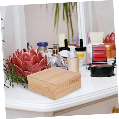 Outanaya Square Wooden Desktop Storage Box Natural Jewelry Box Pantry Storage Organizer - size: 12.50X12.50X5.00CM