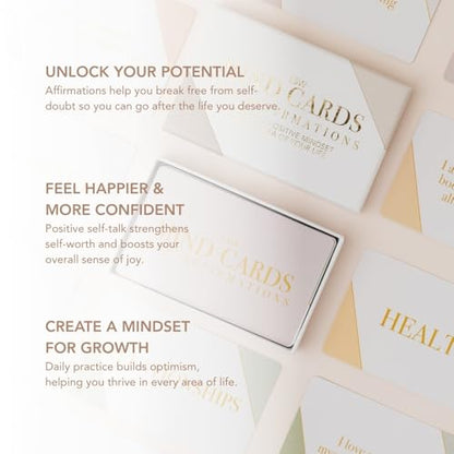 Affirmation Cards for Self-Love & Positive Growth Mindset | 50 Daily Manifest Affirmations for Confidence, Career, Health, Relationships & Gratitude - color: Affirmation Cards