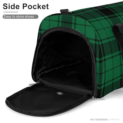 Scottish Tartan Plaid Green Large Capacity Portable Fitness Bag, Easy to Carry - color: Scottish Tartan Plaid Green