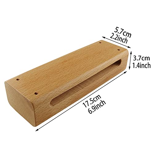 Wood Block with Mallet ZZLZX 1Set Wood Block Musical Instrument with Mallet, Solid Hardwood Percussion Rhythm Blocks,Percussion Block