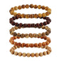 5Pcs Sandalwood Stretch Bracelets for Women Men with Hematite Stone Cross Mala Beads - color: A