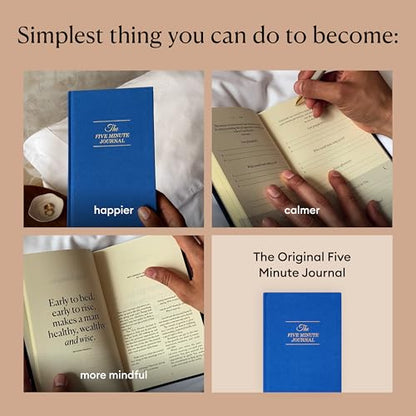 Intelligent Change The Five Minute Journal, Original Daily Gratitude 2025, Reflection & Manifestation for Mindfulness, Undated Daily with Gold Foiling, Plastic-Free, Blue - color: Royal Blue with Gold Foiling