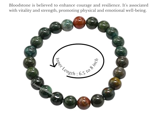 Amazing Gemstone Crystal Bracelet for Women Men's Gifts - Protection Healing Crystal Bracelet - 8mm Gemstone Beaded Stretchable Bracelet Pulseras Para Hombres Mujer Stocking Stuffers Mothers Day Gift (Bloodstone) - color: Bloodstone