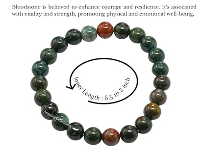 Amazing Gemstone Crystal Bracelet for Women Men's Gifts - Protection Healing Crystal Bracelet - 8mm Gemstone Beaded Stretchable Bracelet Pulseras Para Hombres Mujer Stocking Stuffers Mothers Day Gift (Bloodstone) - color: Bloodstone