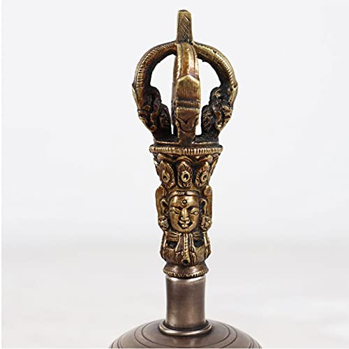 Hand Bell,Buddhist Meditation Bell It Can Also Be Played Like A Singing Bowl, Producing A Delicate And Inspiring Sound By Rubbing The Wooden Punch Along The Rim Of The Bell