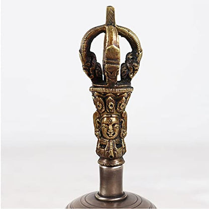 Hand Bell,Buddhist Meditation Bell It Can Also Be Played Like A Singing Bowl, Producing A Delicate And Inspiring Sound By Rubbing The Wooden Punch Along The Rim Of The Bell