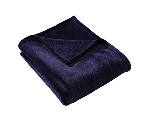 HYSEAS Flannel Fleece Throw Blanket Navy Blue - Super Soft Plush Microfiber Solid Blanket for Couch, Bed, Chair, Sofa - Fuzzy Cozy Lightweight - 50x60 Inch - color: Navy Blue