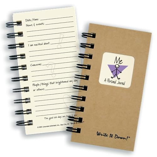 Write it Down series by Journals Unlimited, Guided Journal, Me, A Personal Journal, Mini-Size 3”x5.5”, Kraft Hard Cover, Made in USA