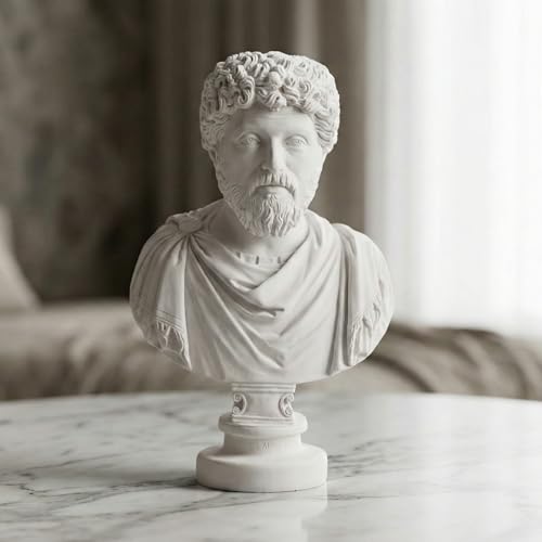 Marcus Aurelius Bust - Elegant Marble Statue for Home Decor and Philosophy Book Collections | Inspirational for Stoicism and Meditations