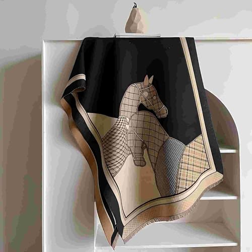 Women's Reversible Pashmina Shawl Wrap for Women Big Scarf Holiday Gifts - color: Black-hazel Brown