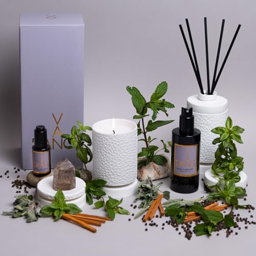 Van Dang Crystal Stone Meditation Set Smoky Quartz | Diffuser Oil Dropper Aromatherapy | Luxury Spiritual Home Decor Fragrance Gift Notes of Lavandin Nutmeg Tobacco Suede Vanilla (Smoky Quartz) - color: Smoky Quartz
