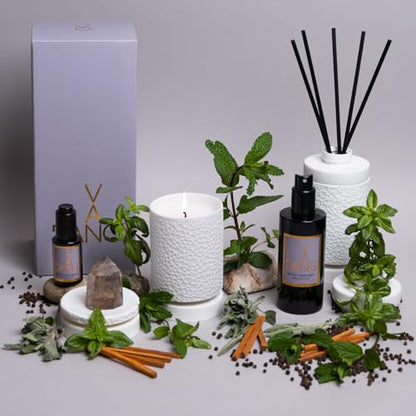 Van Dang Crystal Stone Meditation Set Smoky Quartz | Diffuser Oil Dropper Aromatherapy | Luxury Spiritual Home Decor Fragrance Gift Notes of Lavandin Nutmeg Tobacco Suede Vanilla (Smoky Quartz) - color: Smoky Quartz