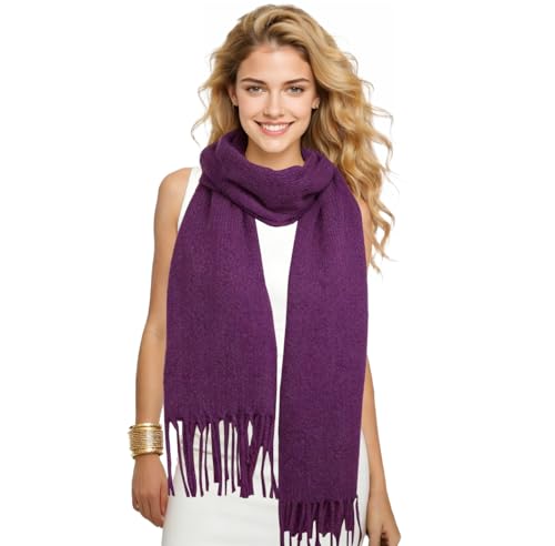 Winter Soft Long Scarf, Pashmina Shawls and Wraps, Warm Large Scarves for Men Women Evening Dress Wedding - color: Purple