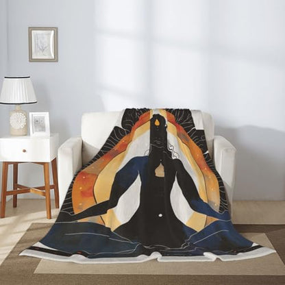 Yoga Meditation Prints Throw Blanket (280g Flannel) Anti-Pilling Warm Fuzzy Blankets for Bed Sofa Couch Travel 40x50 inch