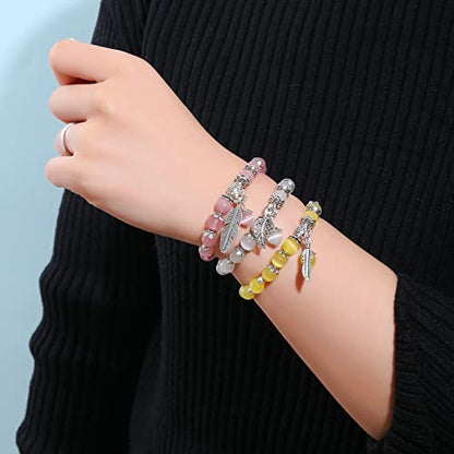 Natural Stretch Gemstone Bracelet Healing Stone Beaded Bracelets for Women Men Gifts (Unisex) - color: 8mm yellow