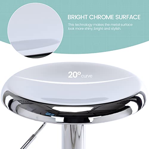 Adjustable Bar Stools Set of 2, Swivel Round Metal Airlift Barstools, Backless Counter Height Bar Chairs for Kitchen Dining Room Pub Cafe (Chrome) - color: Chrome, size: 2 pcs